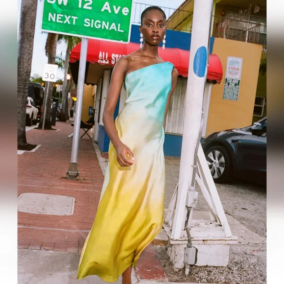 Zara | Dresses | Zara Asymmetrical Satin Effect Tie Dye Dress | Poshmark